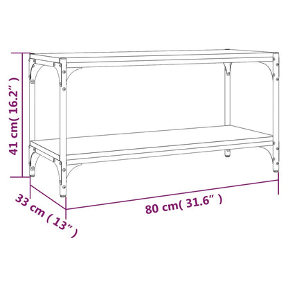 Tv-Meubel Bewerkt Hout En Staal 80 x 33 x 41 cm Zwart