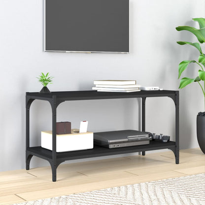Tv-Meubel Bewerkt Hout En Staal 80 x 33 x 41 cm Zwart