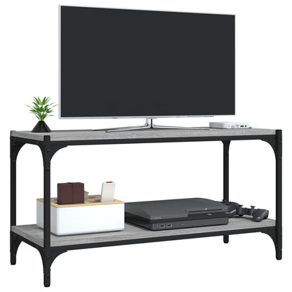 Tv-Meubel Bewerkt Hout En Staal Eiken 80 x 33 x 41 cm Grijs sonoma