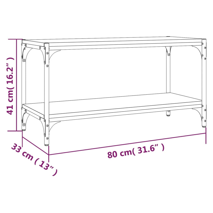 Tv-Meubel Bewerkt Hout En Staal Eiken 80 x 33 x 41 cm Grijs sonoma