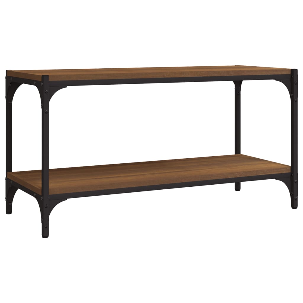 Tv-meubel 80x33x41 cm bewerkt hout en staal bruin eikenkleur