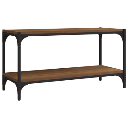 Tv-meubel 80x33x41 cm bewerkt hout en staal bruin eikenkleur