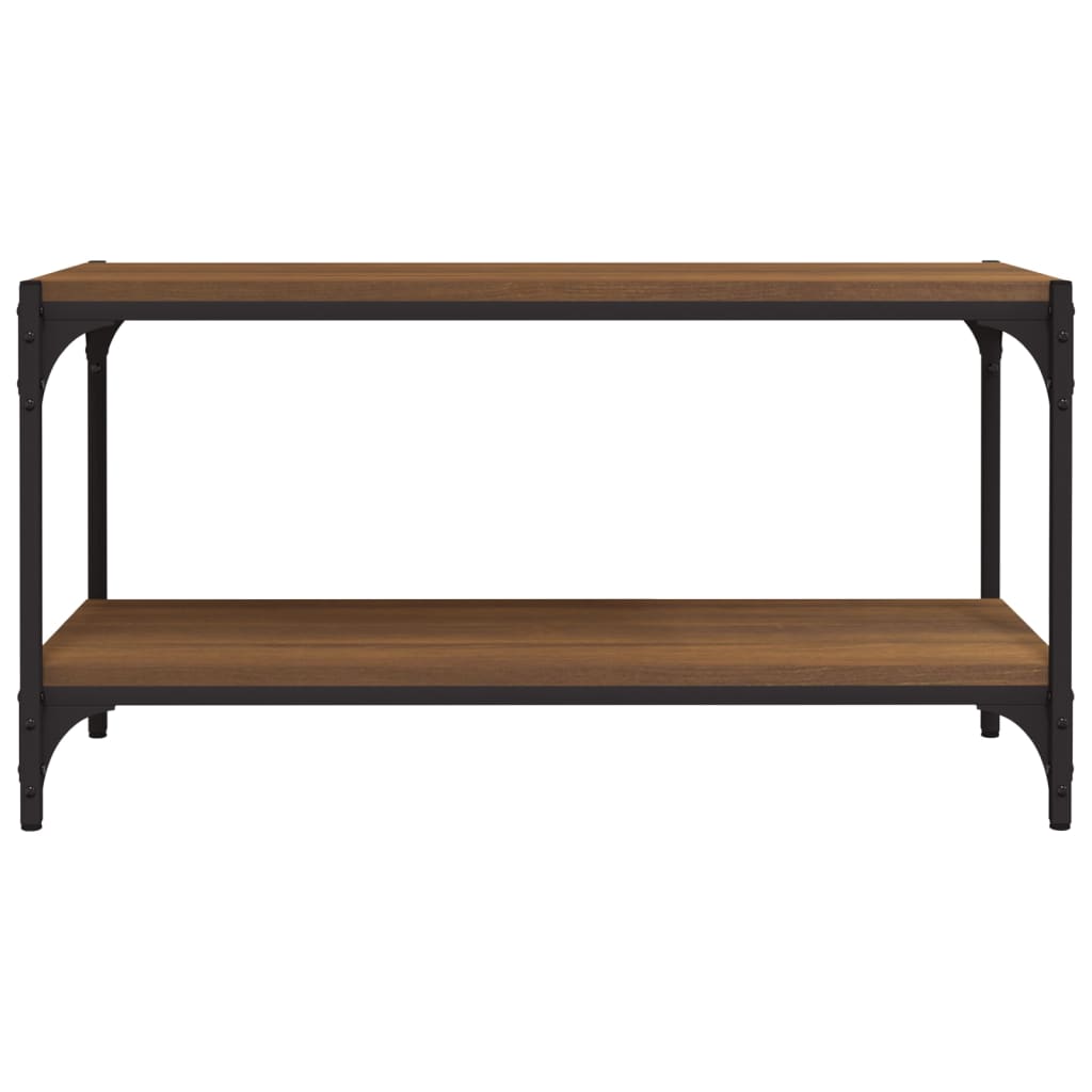 Tv-meubel 80x33x41 cm bewerkt hout en staal bruin eikenkleur
