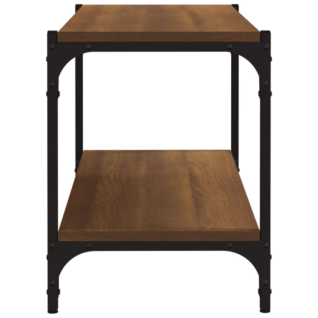 Tv-meubel 80x33x41 cm bewerkt hout en staal bruin eikenkleur