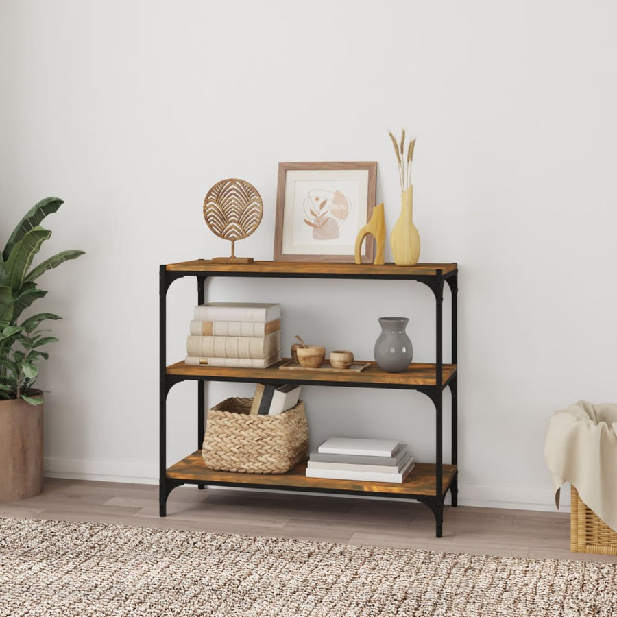 Boekenkast 80X33X70,5 Cm Hout En Staal Kleur Gerookt Eiken 80 cm 70.5 cm