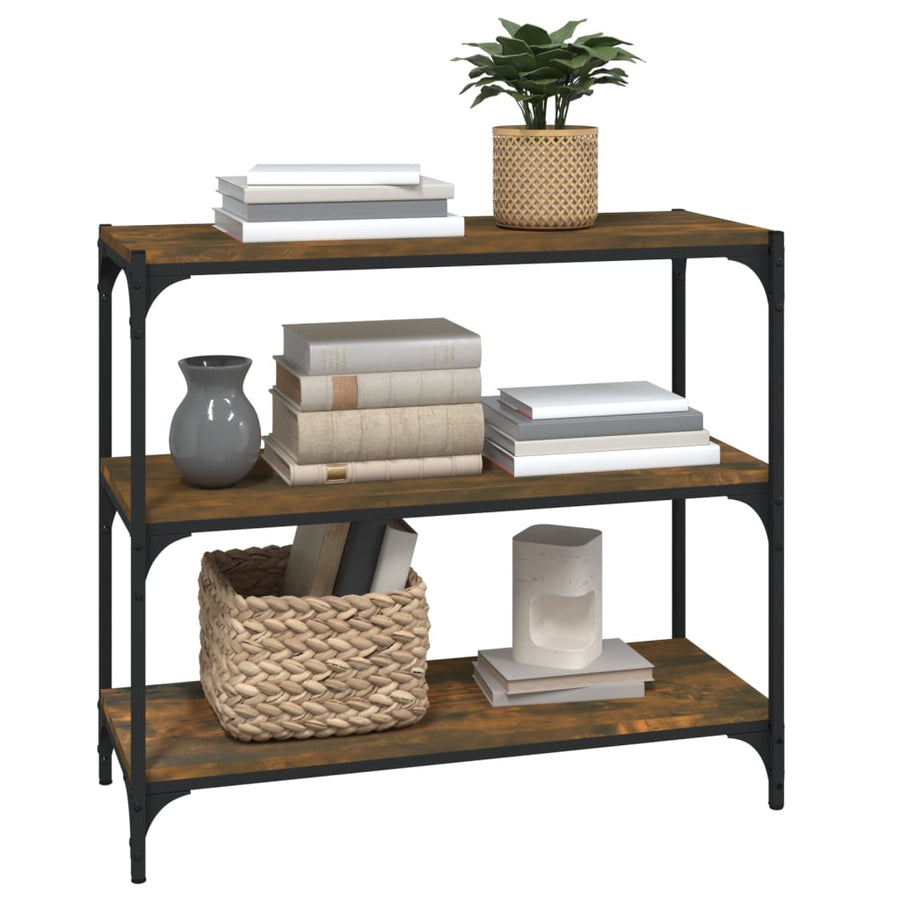 Boekenkast 80X33X70,5 Cm Hout En Staal Kleur Gerookt Eiken 80 cm 70.5 cm
