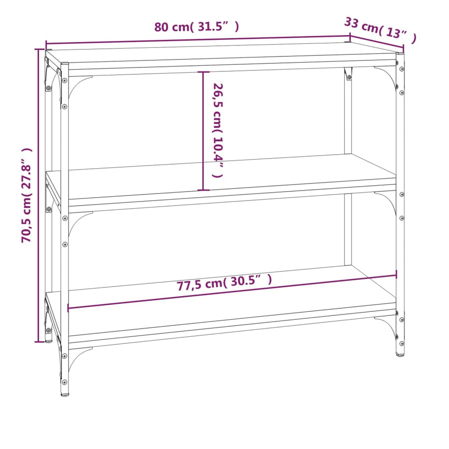 Boekenkast 80X33X70,5 Cm Hout En Staal Kleur Gerookt Eiken 80 cm 70.5 cm