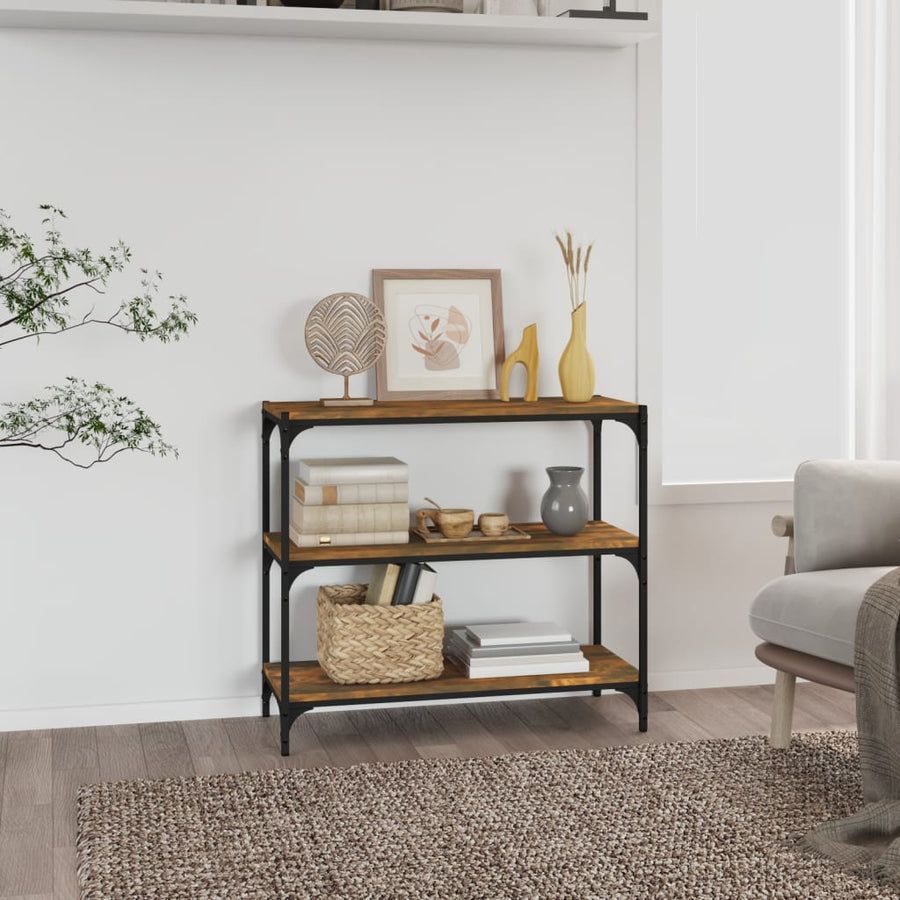Boekenkast 80X33X70,5 Cm Hout En Staal Kleur Gerookt Eiken 80 cm 70.5 cm