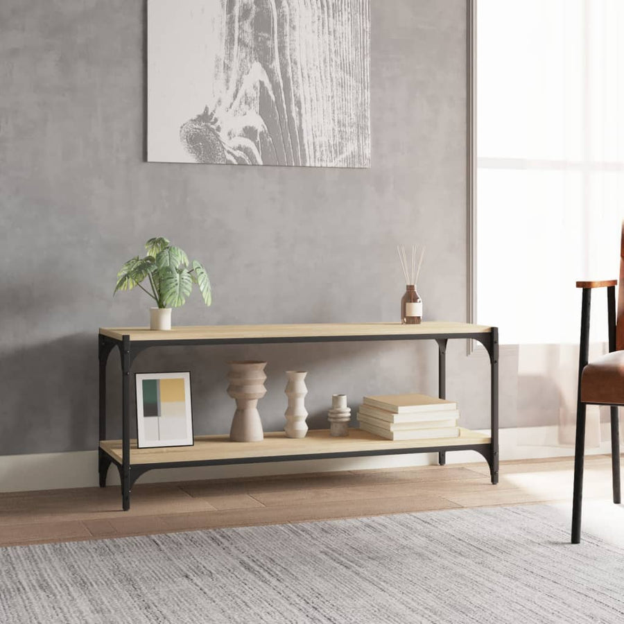 Tv-Meubel Bewerkt Hout En Staal Kleur 100 x 33 x 41 cm Sonoma eiken