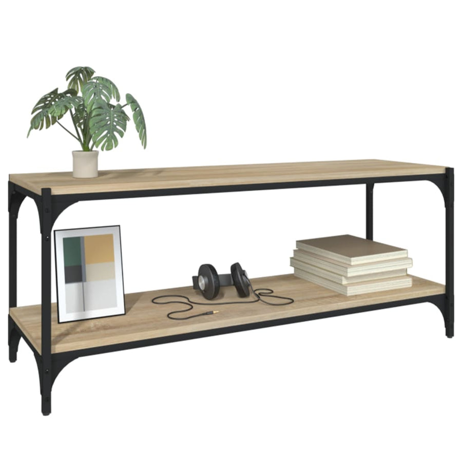 Tv-Meubel Bewerkt Hout En Staal Kleur 100 x 33 x 41 cm Sonoma eiken