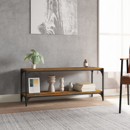 Tv-Meubel Bewerkt Hout En Staal Kleur 100 x 33 x 41 cm Gerookt eiken