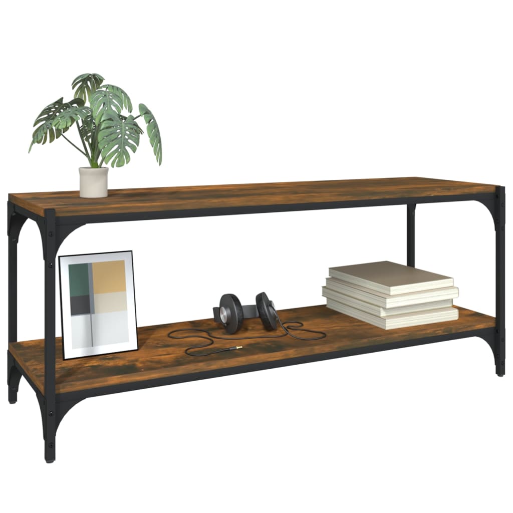 Tv-Meubel Bewerkt Hout En Staal Kleur 100 x 33 x 41 cm Gerookt eiken
