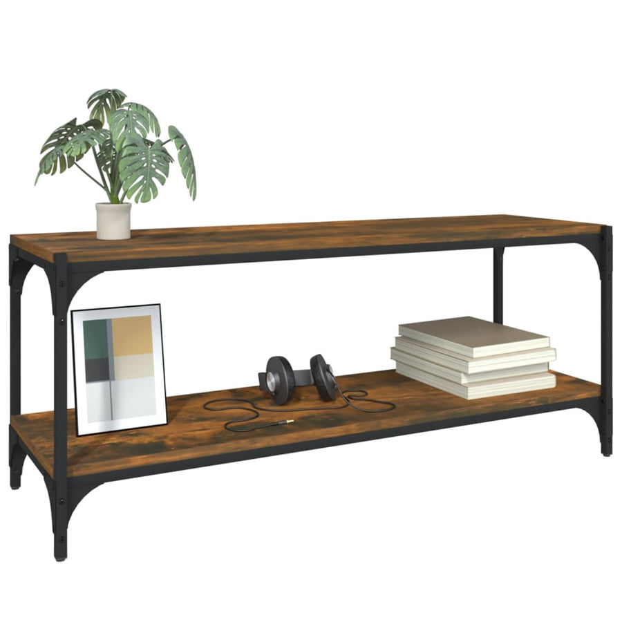 Tv-Meubel Bewerkt Hout En Staal Kleur 100 x 33 x 41 cm Gerookt eiken