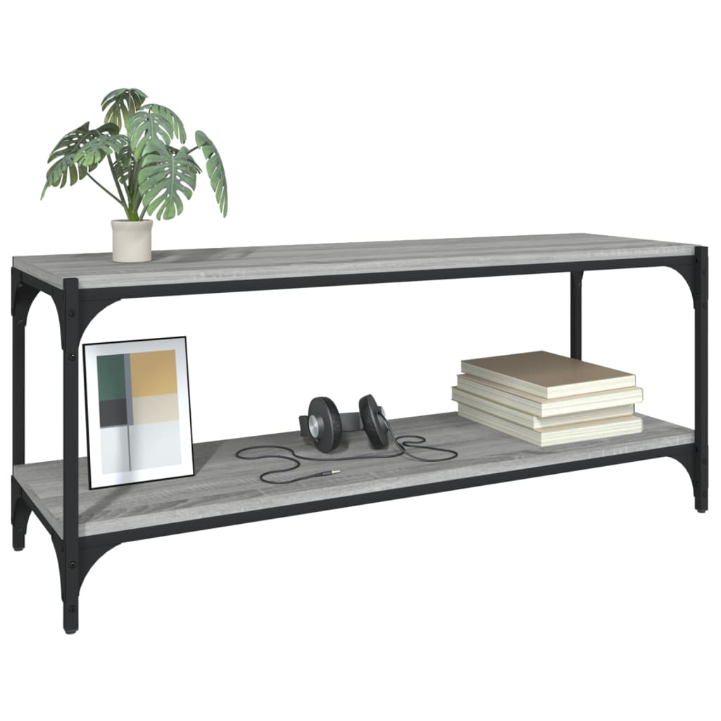 Tv-Meubel Bewerkt Hout En Staal Eiken 100 x 33 x 41 cm Grijs sonoma