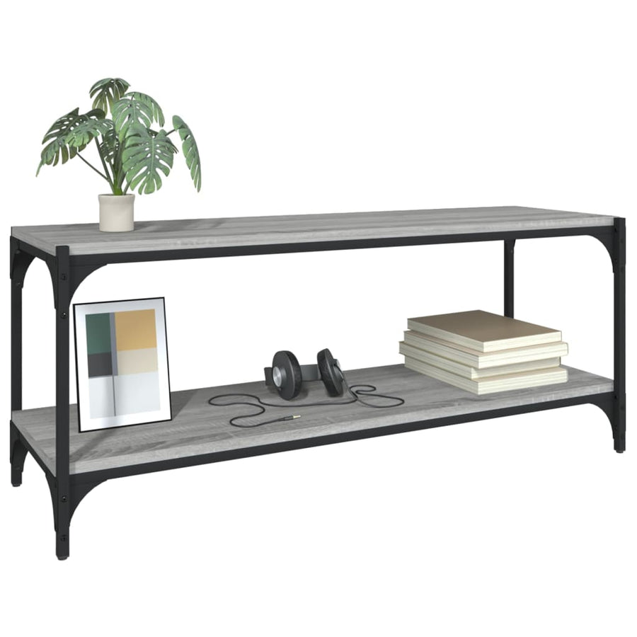 Tv-Meubel Bewerkt Hout En Staal Eiken 100 x 33 x 41 cm Grijs sonoma