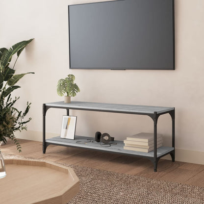 Tv-Meubel Bewerkt Hout En Staal Eiken 100 x 33 x 41 cm Grijs sonoma