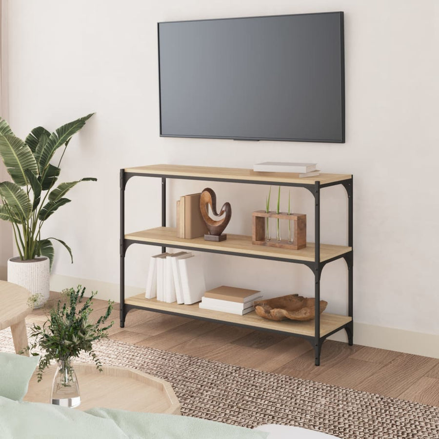 Boekenkast 100x33x70,5 cm bewerkt hout en staal sonoma eiken