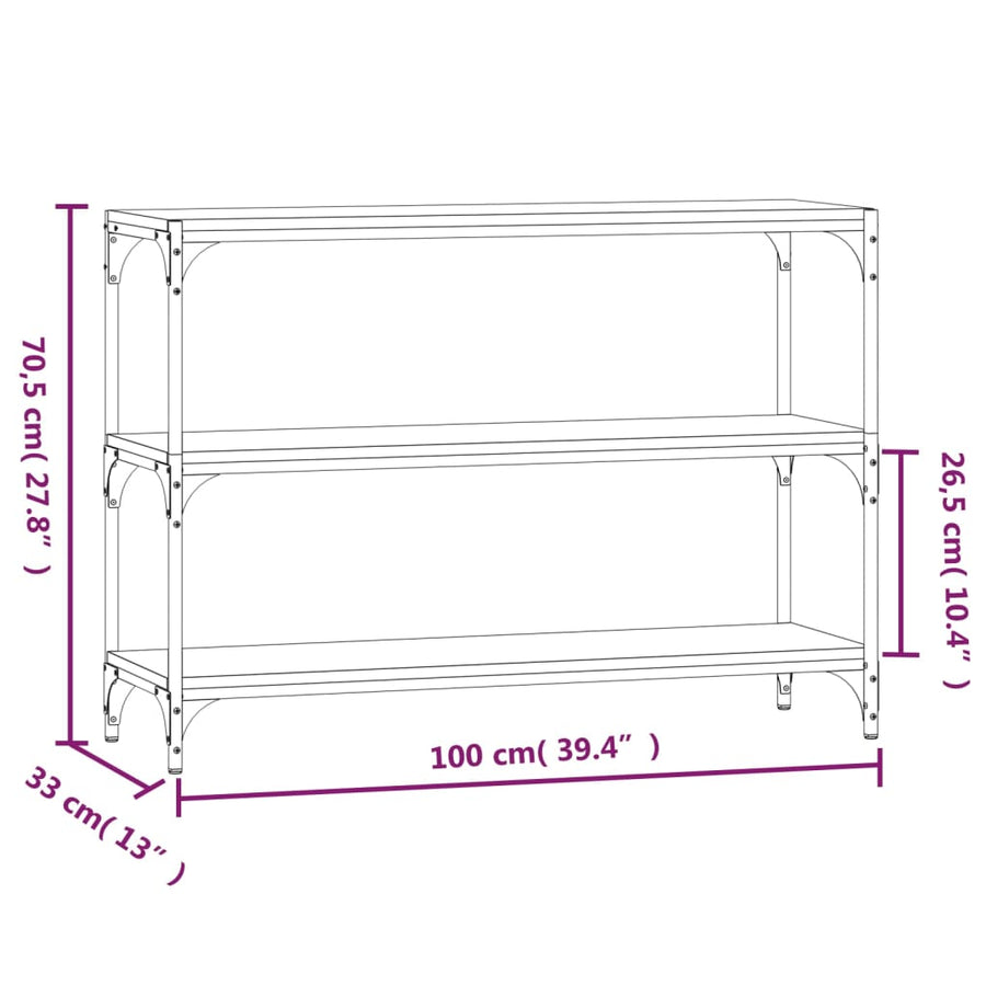 Boekenkast 100x33x70,5 cm bewerkt hout en staal sonoma eiken