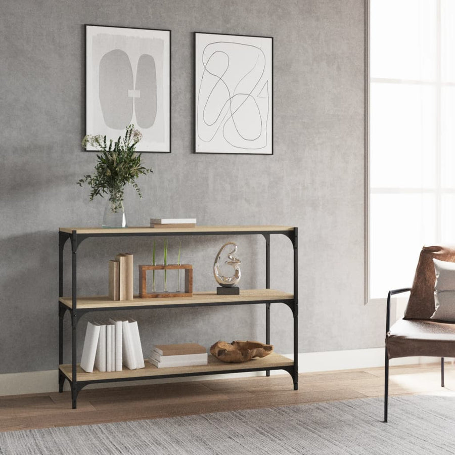 Boekenkast 100x33x70,5 cm bewerkt hout en staal sonoma eiken