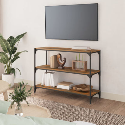 Boekenkast 100X33X70,5 Cm Bewerkt Hout En Staal Gerookt Eiken
