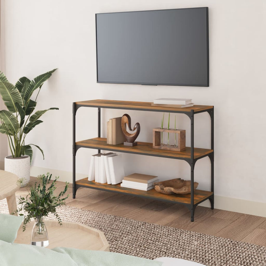Boekenkast 100X33X70,5 Cm Bewerkt Hout En Staal Gerookt Eiken