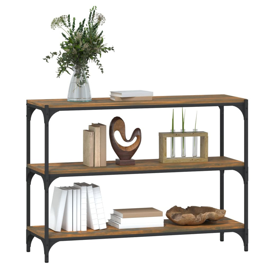 Boekenkast 100X33X70,5 Cm Bewerkt Hout En Staal Gerookt Eiken