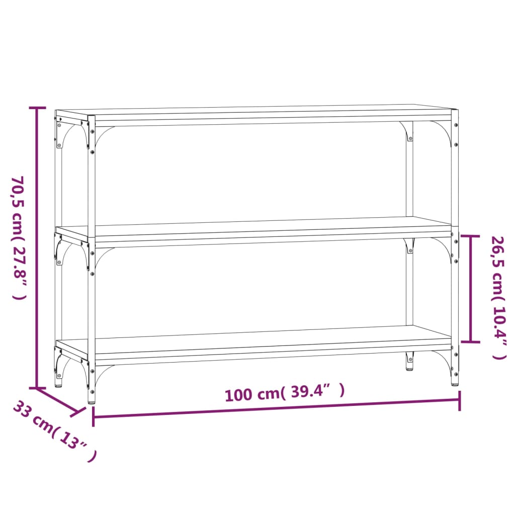 Boekenkast 100X33X70,5 Cm Bewerkt Hout En Staal Gerookt Eiken