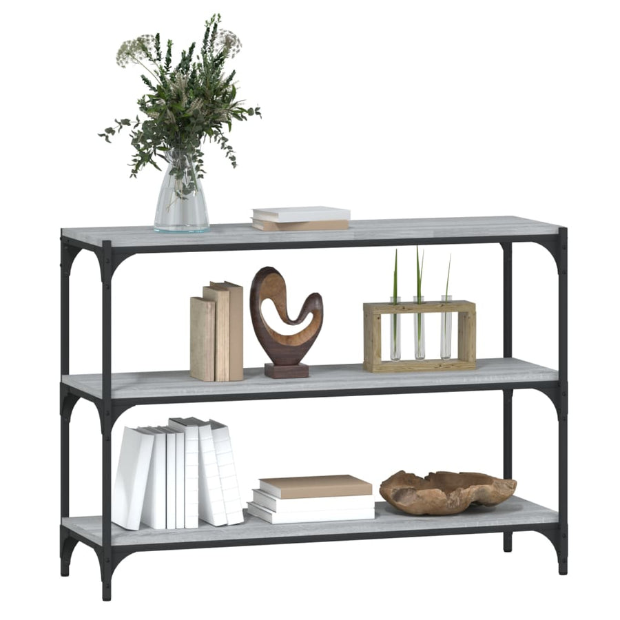 Boekenkast 100X33X70,5 Cm Hout En Staal Grijs Sonoma Eikenkleur