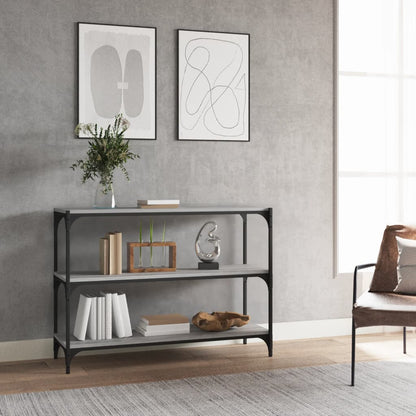 Boekenkast 100X33X70,5 Cm Hout En Staal Grijs Sonoma Eikenkleur