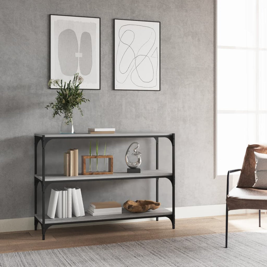 Boekenkast 100X33X70,5 Cm Hout En Staal Grijs Sonoma Eikenkleur