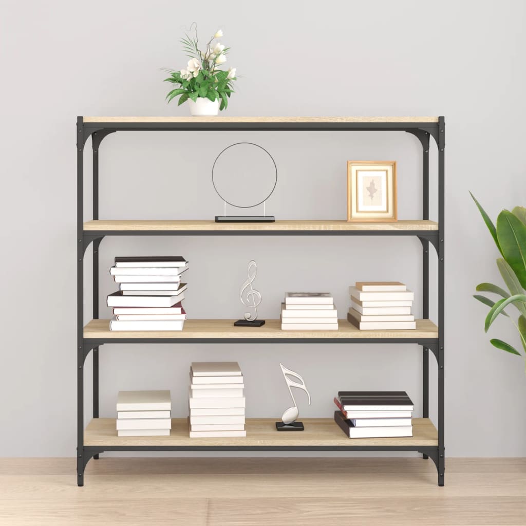 Boekenkast Bewerkt Hout En Staal 100 x 33 x 100 cm Sonoma eiken