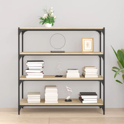 Boekenkast Bewerkt Hout En Staal 100 x 33 x 100 cm Sonoma eiken