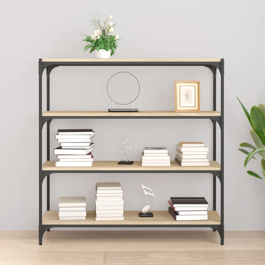 Boekenkast Bewerkt Hout En Staal 100 x 33 x 100 cm Sonoma eiken