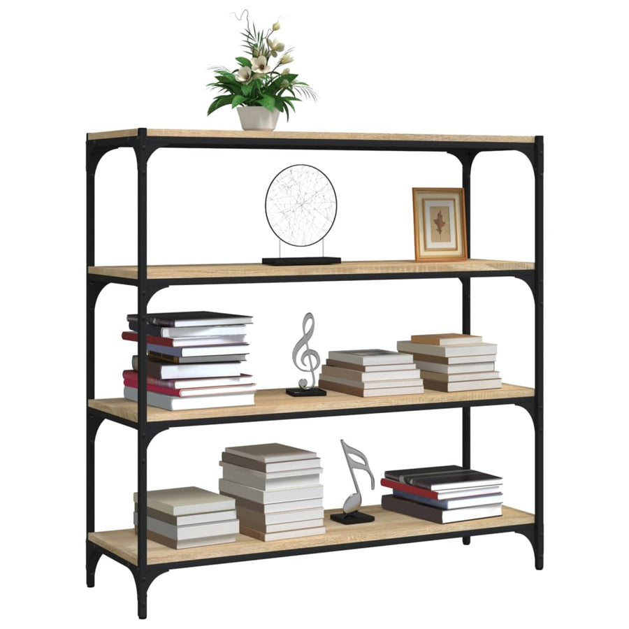 Boekenkast Bewerkt Hout En Staal 100 x 33 x 100 cm Sonoma eiken