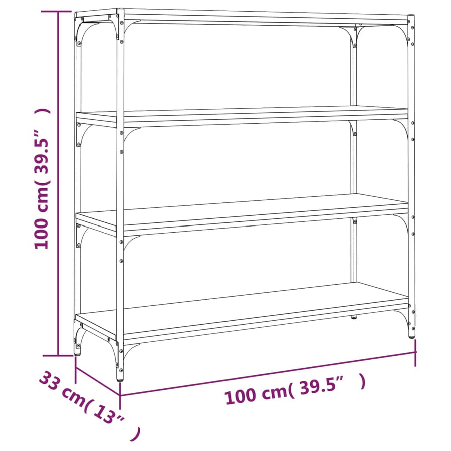 Boekenkast Bewerkt Hout En Staal 100 x 33 x 100 cm Sonoma eiken