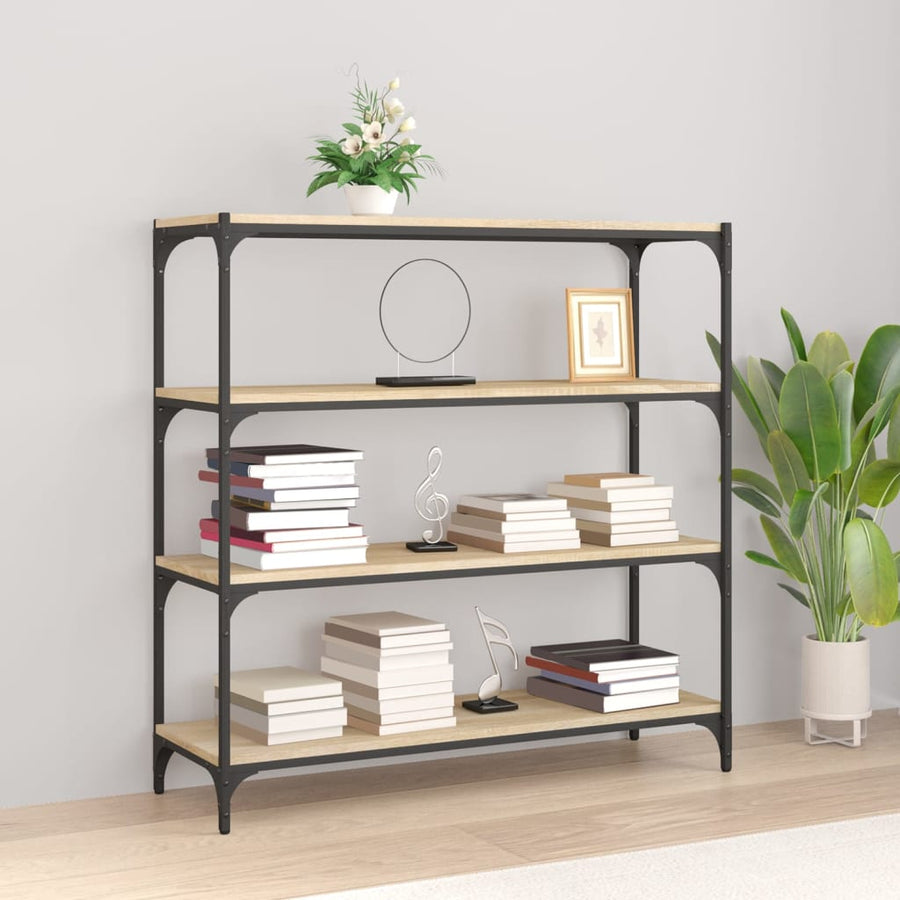 Boekenkast Bewerkt Hout En Staal 100 x 33 x 100 cm Sonoma eiken