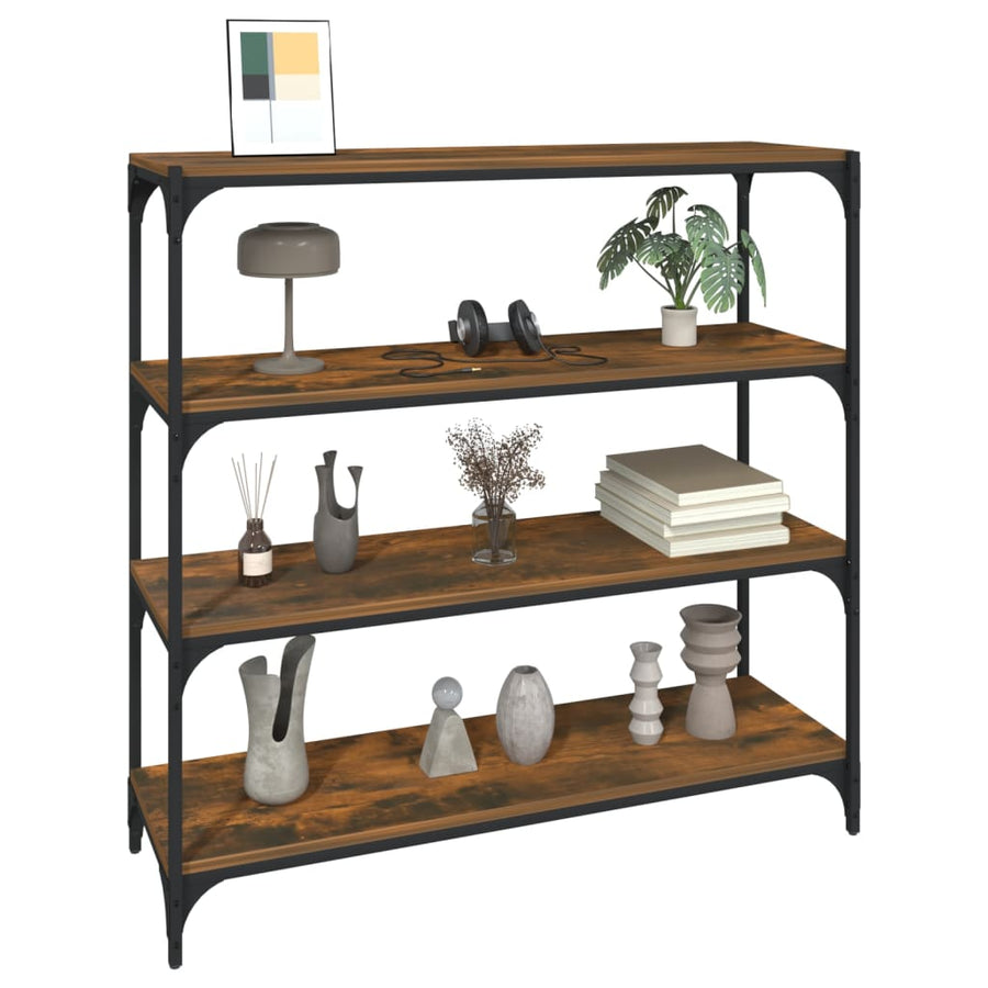 Boekenkast Bewerkt Hout En Staal 100 x 33 x 100 cm Gerookt eiken