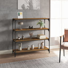Bookcase 100x33x100 cm treated wood and steel smoked oak