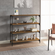 Bookcase 100x33x100 cm treated wood and steel smoked oak