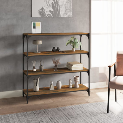 Boekenkast Bewerkt Hout En Staal 100 x 33 x 100 cm Gerookt eiken