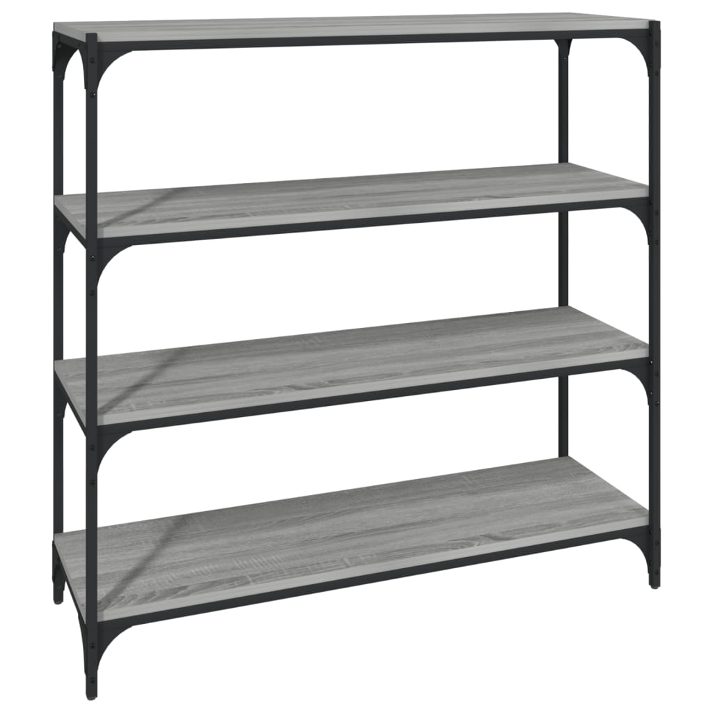 Boekenkast 100X33X100 Cm Hout En Staal Grijs Sonoma Eikenkleur