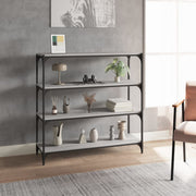 Boekenkast 100x33x100 cm hout staal grijs sonoma eiken
