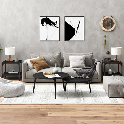 Bijzettafels Bewerkt Hout 2 40 x 40 x 40 cm Zwart