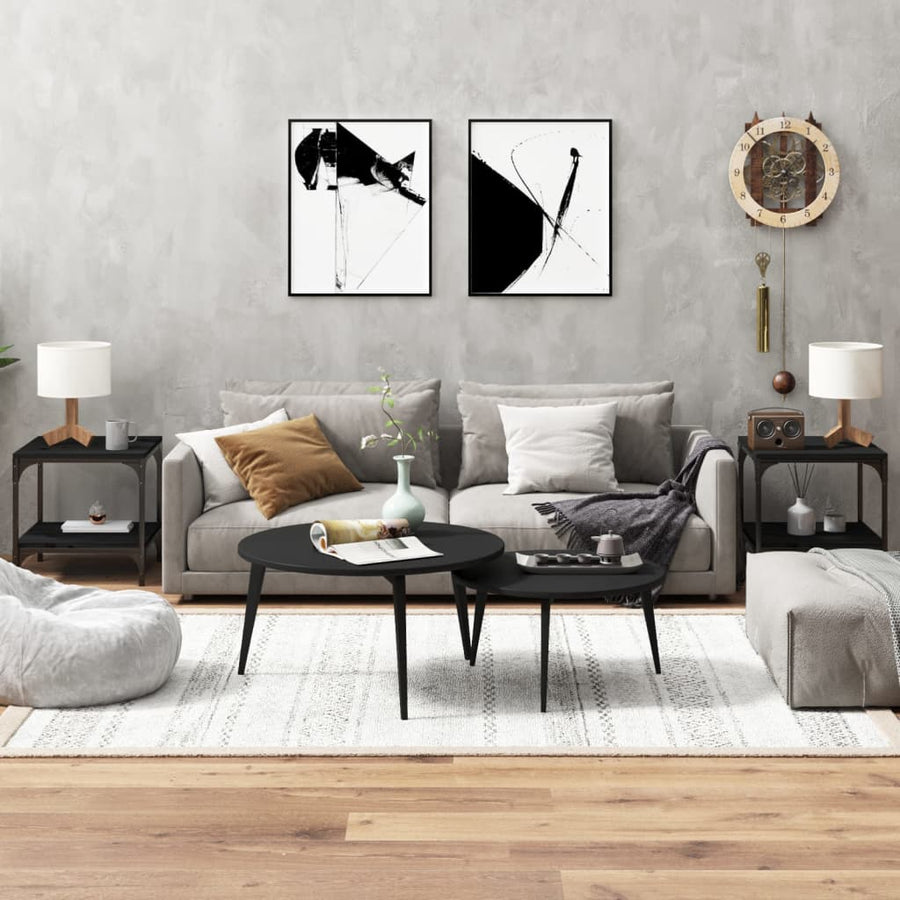 Bijzettafels Bewerkt Hout 2 40 x 40 x 40 cm Zwart