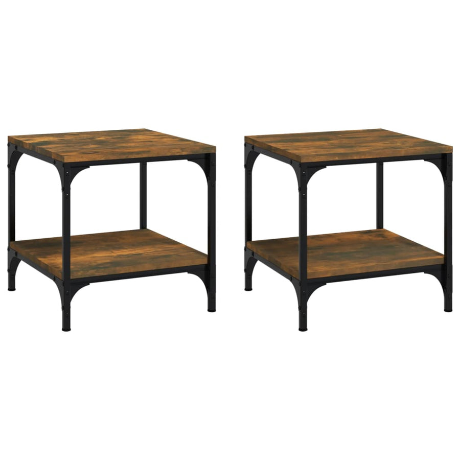 Bijzettafels Bewerkt Hout 2 40 x 40 x 40 cm Gerookt eiken