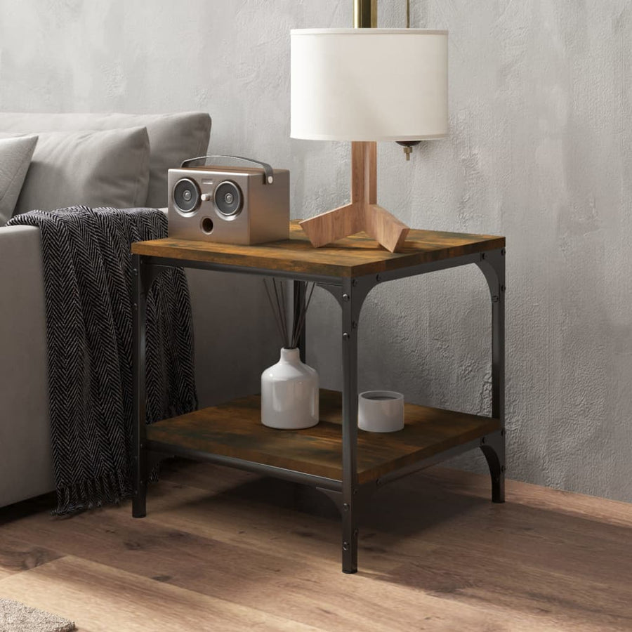Bijzettafels Bewerkt Hout 2 40 x 40 x 40 cm Gerookt eiken