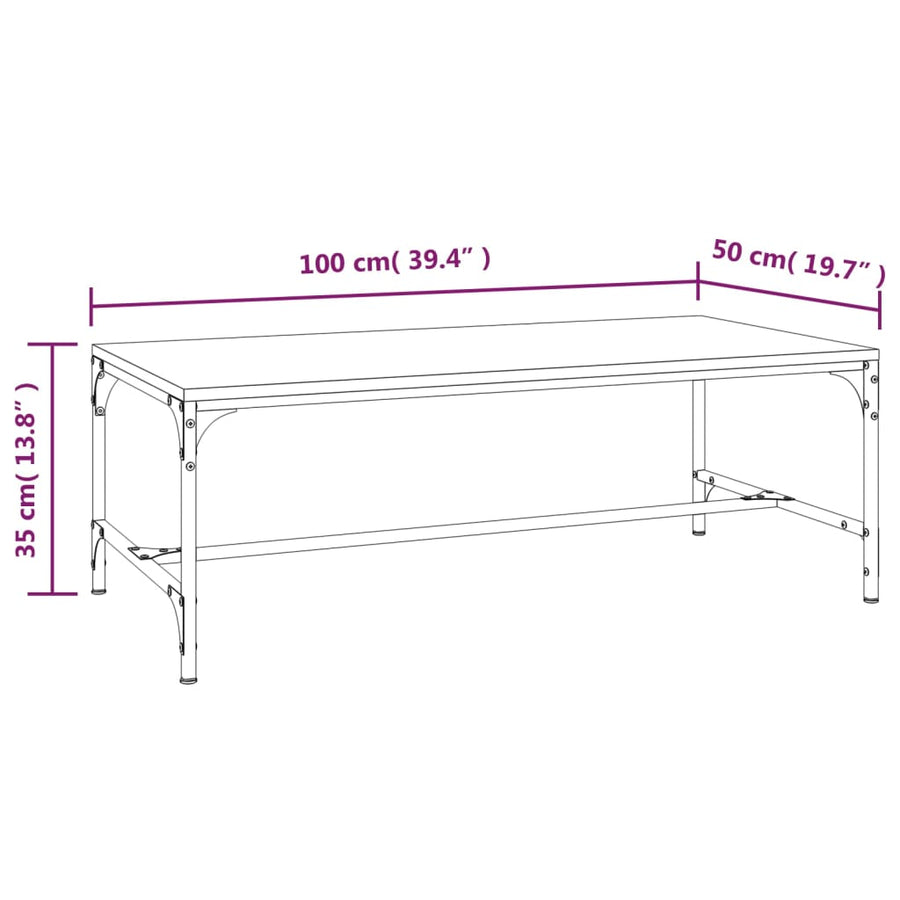 Salontafel Bewerkt Hout 1 100 x 50 x 35 cm Zwart