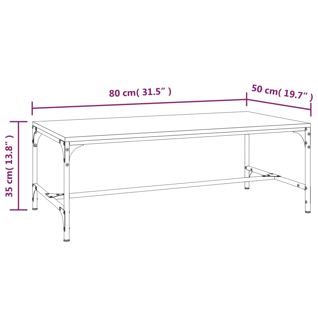 Salontafel Bewerkt Hout Kleurig 1 80 x 50 x 35 cm Gerookt eiken