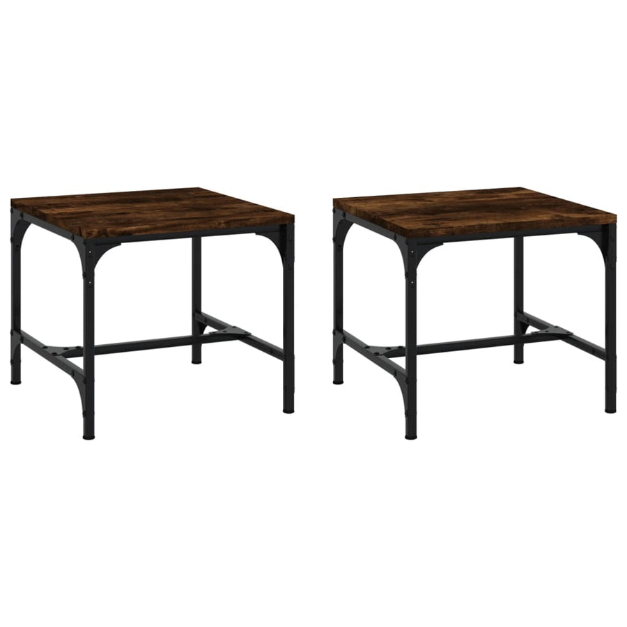 Bijzettafels Bewerkt Hout 2 40 x 40 x 35 cm Gerookt eiken