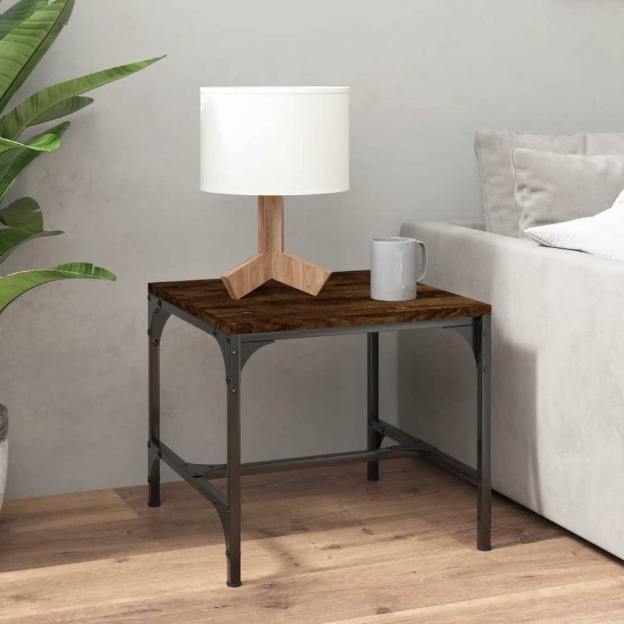 Bijzettafels Bewerkt Hout 2 40 x 40 x 35 cm Gerookt eiken